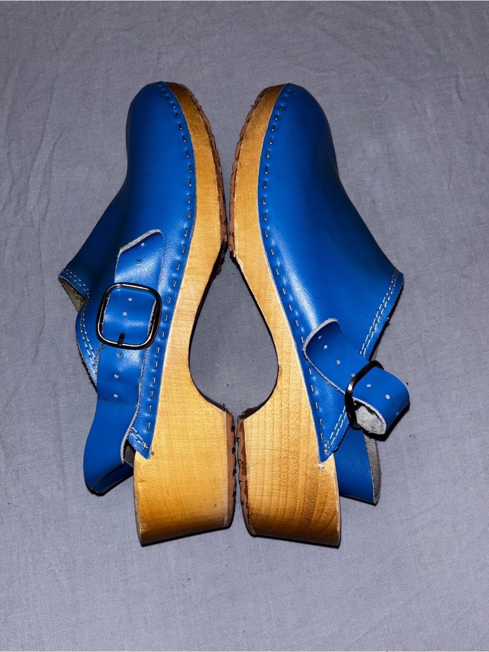 Blue Leather Clogs